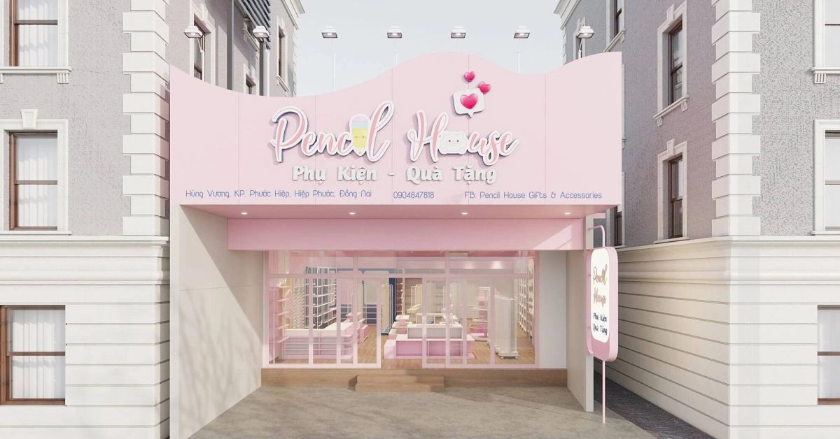 Thi công bảng hiệu Pencil House phong cách trẻ trung